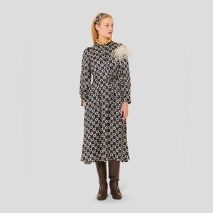 TARA JARMON Midnight blue flower printed dress Rivoltina Sz 38 US 6